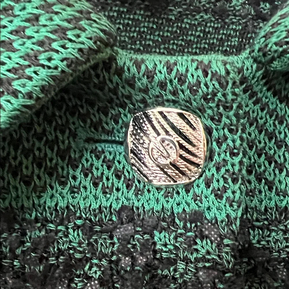 MING WANG Green and Black Plaid Knit Button up Jacket. XL. - Picture 3 of 11